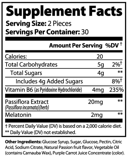 Sleep Well Gummies – Passion Fruit Flavor